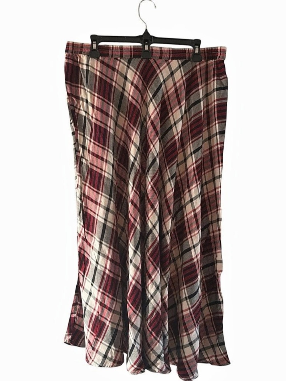 Chaps Holiday Gryp Plaid Maxi Skirt in Red & Black Size Large NW